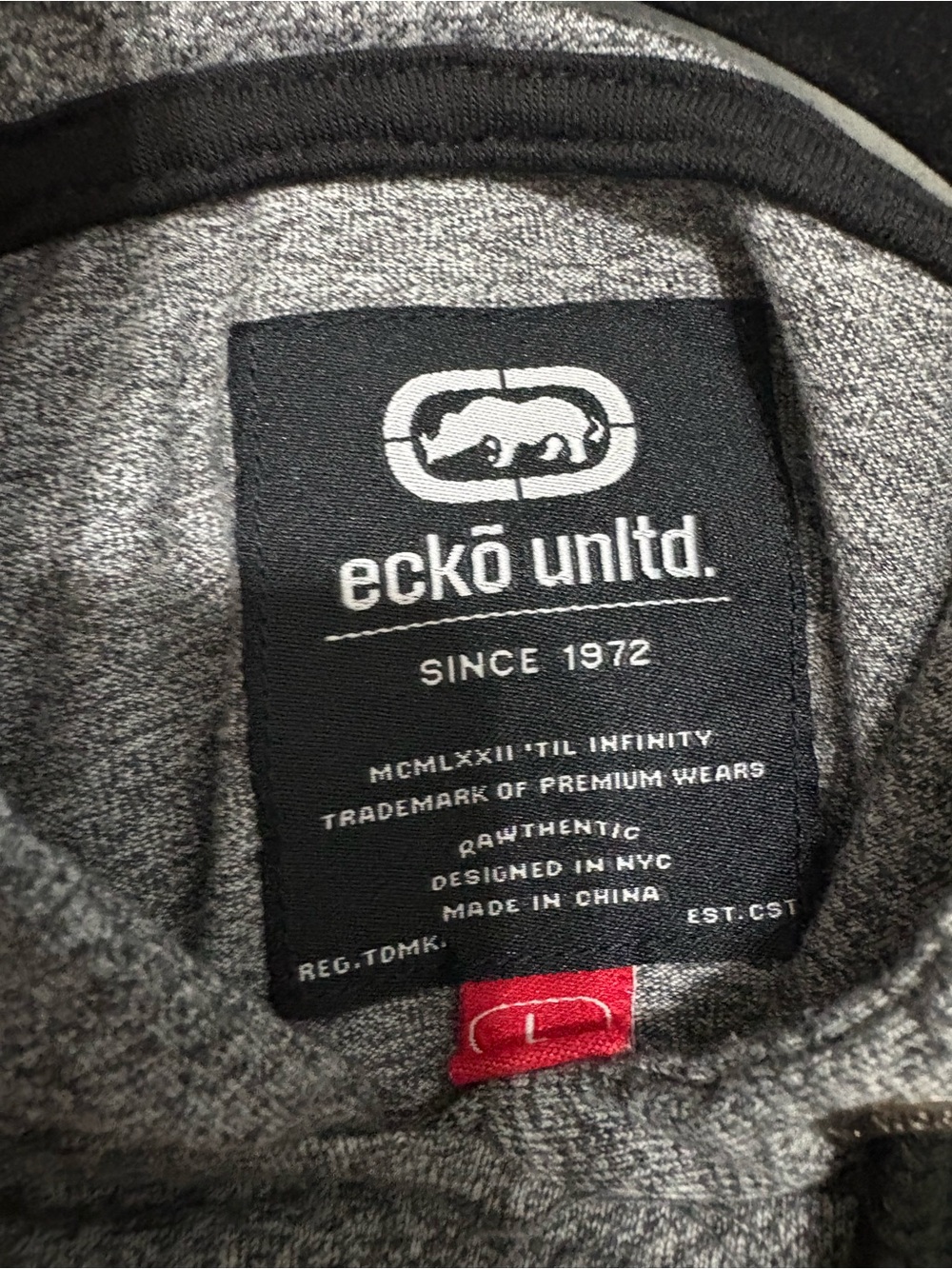 Ecko Unlimited Short Sleeve Graphic Tee in Gray, Black, White with Red Accent - Picture 2 of 3